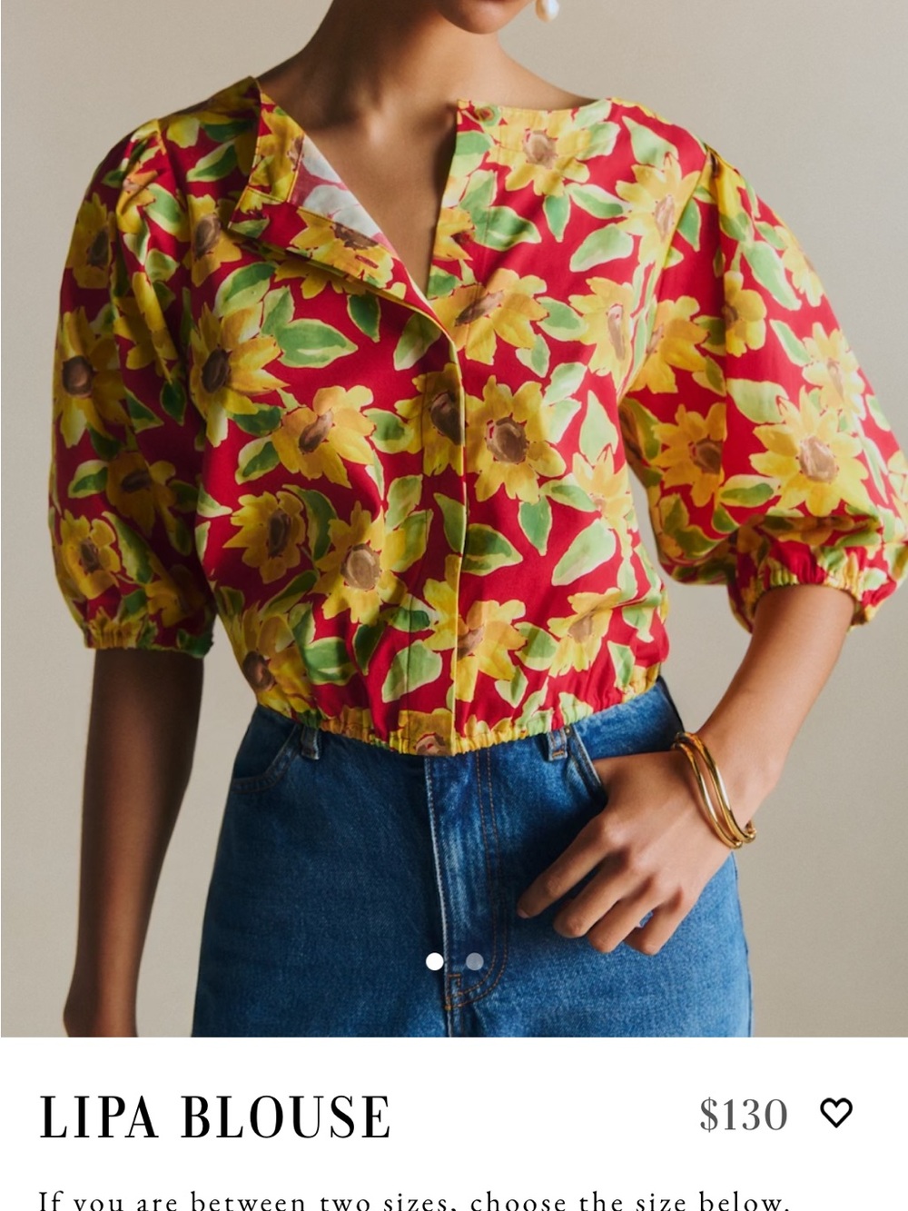Sezane Lipa Blouse Sunflower Print - Size 10